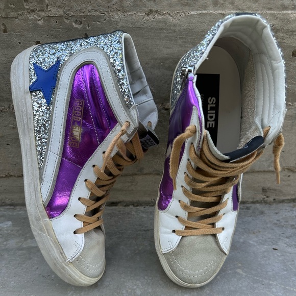 Lower 💲 TODAY ONLY Golden Goose Slides w/silver glitter - Picture 6 of 16